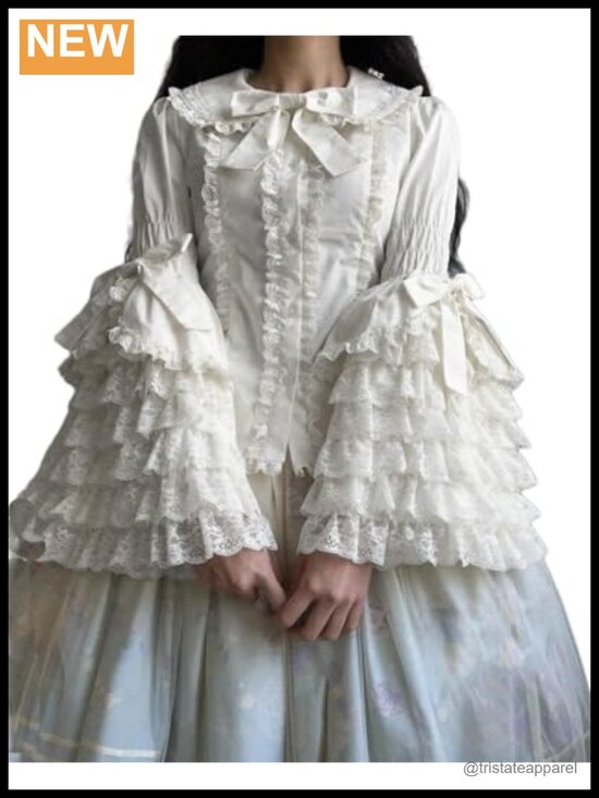 Tops - Lolita Flare Sleeve Lace Blouse Victorian Vintage Y2K Top